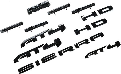 Kit 2500HD 3500HD AT4 Emblem 3D Badges Letter Nameplate Replacement for 2024-2026 GMC Sierra 86591513 (Glossy Black) in Saudi Arabia
