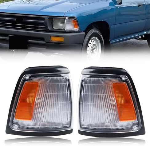 Front Parking Corner Side Marker Light Housing Compatible with Toyo-ta Pickup 2WD 1992 1993 1994 1995, Turn Signal Marker Light Cover [W/O Lights], 1 Pair, Amber Lens in Saudi Arabia