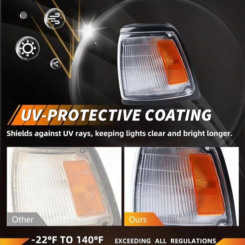 Front Parking Corner Side Marker Light Housing Compatible with Toyo-ta Pickup 2WD 1992 1993 1994 1995, Turn Signal Marker Light Cover [W/O Lights], 1 Pair, Amber Lens in Saudi Arabia