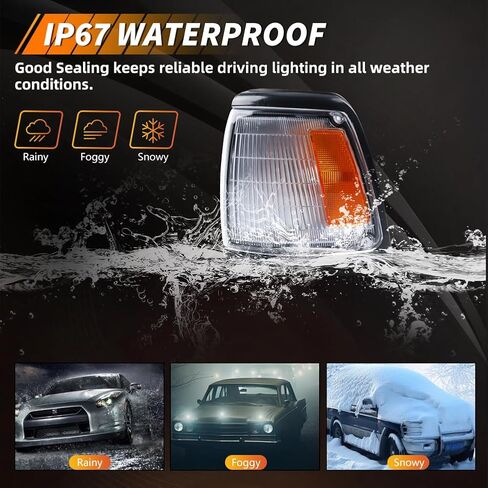 Front Parking Corner Side Marker Light Housing Compatible with Toyo-ta Pickup 2WD 1992 1993 1994 1995, Turn Signal Marker Light Cover [W/O Lights], 1 Pair, Amber Lens in Saudi Arabia