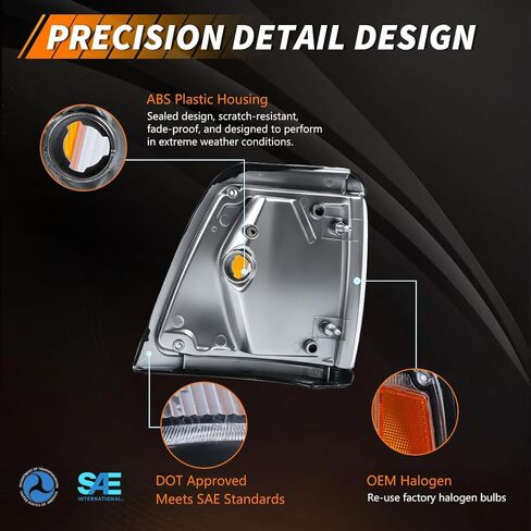Front Parking Corner Side Marker Light Housing Compatible with Toyo-ta Pickup 2WD 1992 1993 1994 1995, Turn Signal Marker Light Cover [W/O Lights], 1 Pair, Amber Lens in Saudi Arabia