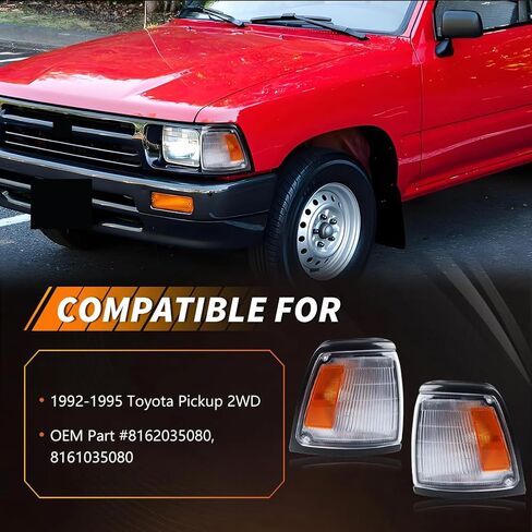 Front Parking Corner Side Marker Light Housing Compatible with Toyo-ta Pickup 2WD 1992 1993 1994 1995, Turn Signal Marker Light Cover [W/O Lights], 1 Pair, Amber Lens in Saudi Arabia
