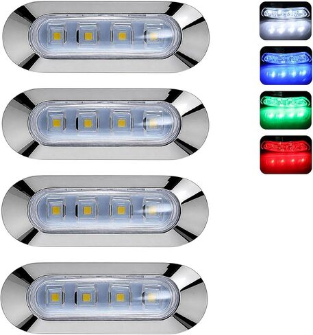 4Pcs RGBW LED Side Marker Lights, 4-Color Front Rear Tail Clearance Indicator Lamp, Turn Signal Brake Running Light for Trailer Car Pickup Truck Motorcycle Golf Cart in Saudi Arabia