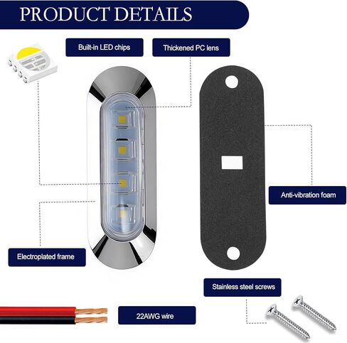 4Pcs RGBW LED Side Marker Lights, 4-Color Front Rear Tail Clearance Indicator Lamp, Turn Signal Brake Running Light for Trailer Car Pickup Truck Motorcycle Golf Cart in Saudi Arabia