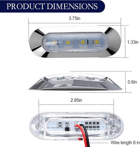 4Pcs RGBW LED Side Marker Lights, 4-Color Front Rear Tail Clearance Indicator Lamp, Turn Signal Brake Running Light for Trailer Car Pickup Truck Motorcycle Golf Cart in Saudi Arabia