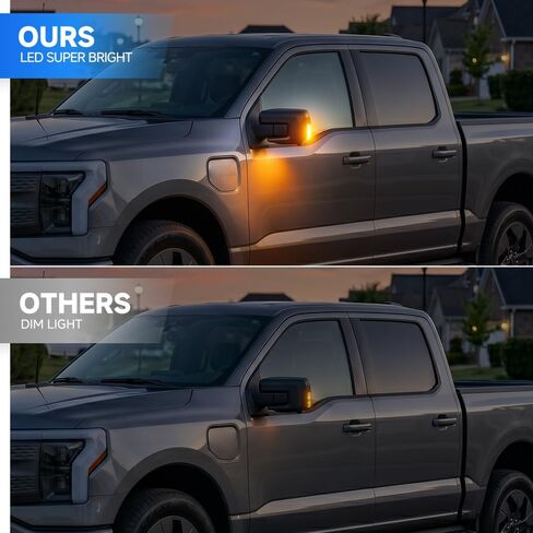 Sequential LED Side Mirror Marker Light for 2021-2026 Ford F-150 F150 Raptor Lightning Amber Dynamic Turn Signal & White Spot Light Assembly Smoke lens in Kuwait