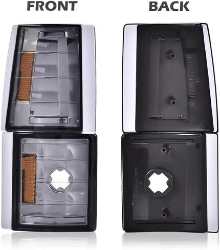 G-PLUS Corner Light Fit 1994-2000 Chevy CK/C10 1500 2500 3500 2WD,(ONLY For Composite Headlights) Signal Side Marker Lamps Smoky Lens Chrome Housing Amber Reflector Bumper Headlamps,faros Assembly in Kuwait