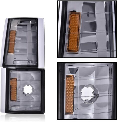 G-PLUS Corner Light Fit 1994-2000 Chevy CK/C10 1500 2500 3500 2WD,(ONLY For Composite Headlights) Signal Side Marker Lamps Smoky Lens Chrome Housing Amber Reflector Bumper Headlamps,faros Assembly in Kuwait