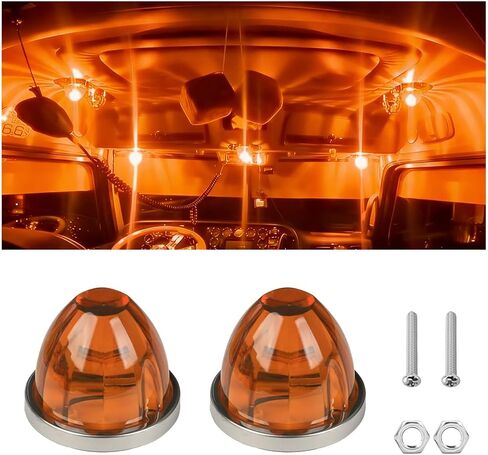 2PCS Car Watermelon Lights, Watermelon Automotive LED Side Marker Light, Multi-Purpose Vehicle Turn Signal Clearance Top Cap Roof Lamp, Universal for Semi Truck Trailer Pickup (Red) in Saudi Arabia