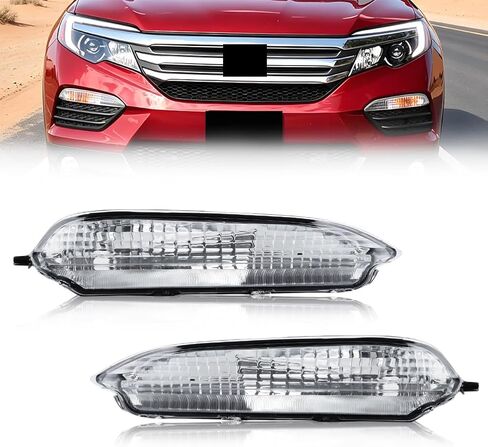 Front Turn Signal Light Housing Compatible with Hon-da Pilot 2016 2017 2018, [DOT][IP67 Waterproof] Side Marker Turn Signal Cover [W/O Lights], 1 Pair, Clear Lens in Saudi Arabia