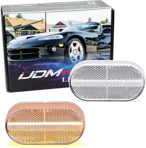 iJDMTOY Semi-Clear Lens 24-SMD Amber Full LED Front Side Marker Light Kit Compatible with Dodge 1992-2002 Viper SR-I SR-II, Replace OEM Amber Front Sidemarkers in Kuwait