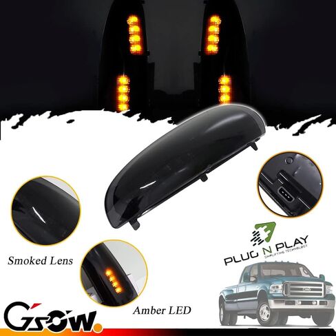 LED Side Mirror Marker Lights for Ford 2003-2007 F250 F350 F450 F550 Super Duty / 2000-2005 Excursion, LED Sequential Side Mirror Turn Signal Lamp Assembly - Amber Light Smoked Lens, 2 PCS in Kuwait
