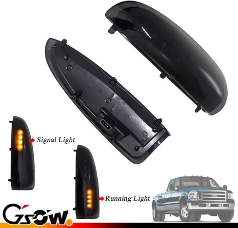LED Side Mirror Marker Lights for Ford 2003-2007 F250 F350 F450 F550 Super Duty / 2000-2005 Excursion, LED Sequential Side Mirror Turn Signal Lamp Assembly - Amber Light Smoked Lens, 2 PCS in Kuwait