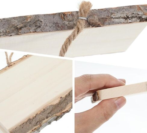 8-Pack Wood Signs, Rectangle Wooden Plaque with Rope, Unfinished Live Edge Wood Sign for DIY, Burning, Carving, Painting & Home Decor (10 x 4 x 0.4 in) in Saudi Arabia