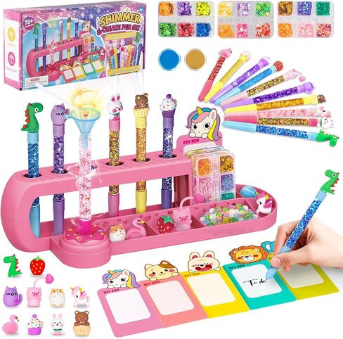 Subao DIY Glitter Gel Pens Making Kit,Pen Creator Studio,Make Your Own 10 Sparkly Colorful Pens,Creative Arts and Crafts for Kids,Birthday Xmas Gifts for Girls 5 6 7 8 9 10 11 12 Years Old in Saudi Arabia