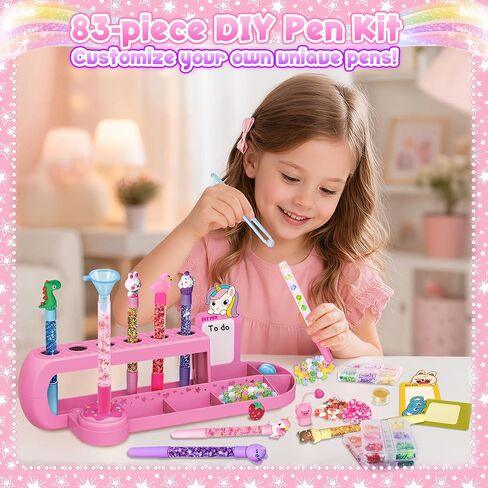 Subao DIY Glitter Gel Pens Making Kit,Pen Creator Studio,Make Your Own 10 Sparkly Colorful Pens,Creative Arts and Crafts for Kids,Birthday Xmas Gifts for Girls 5 6 7 8 9 10 11 12 Years Old in Saudi Arabia