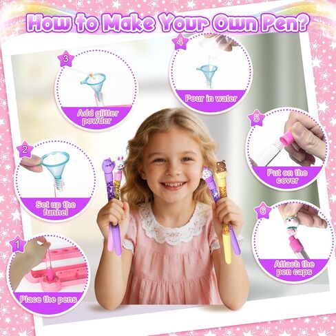 Subao DIY Glitter Gel Pens Making Kit,Pen Creator Studio,Make Your Own 10 Sparkly Colorful Pens,Creative Arts and Crafts for Kids,Birthday Xmas Gifts for Girls 5 6 7 8 9 10 11 12 Years Old in Saudi Arabia