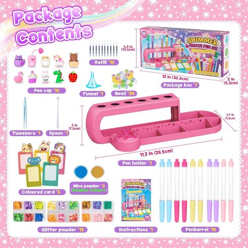 Subao DIY Glitter Gel Pens Making Kit,Pen Creator Studio,Make Your Own 10 Sparkly Colorful Pens,Creative Arts and Crafts for Kids,Birthday Xmas Gifts for Girls 5 6 7 8 9 10 11 12 Years Old in Saudi Arabia