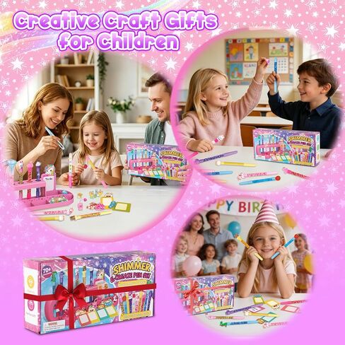 Subao DIY Glitter Gel Pens Making Kit,Pen Creator Studio,Make Your Own 10 Sparkly Colorful Pens,Creative Arts and Crafts for Kids,Birthday Xmas Gifts for Girls 5 6 7 8 9 10 11 12 Years Old in Saudi Arabia