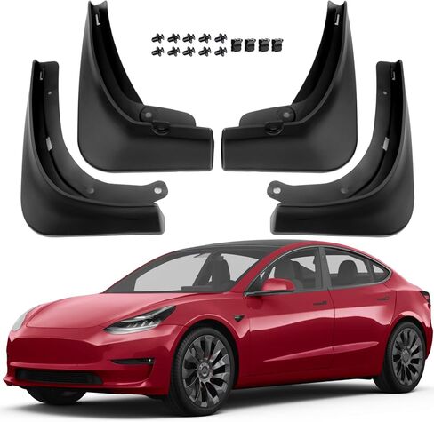 x xotic tech Mud Flaps Splash لـ Tesla Model 3 2016-2023، لا يتطلب الحفر، مع الأجهزة الأمامية/الخلفية سبلاش الطين واقي Fender Flare Dirt Slush Trap Protector - أسود غير لامع in Kuwait