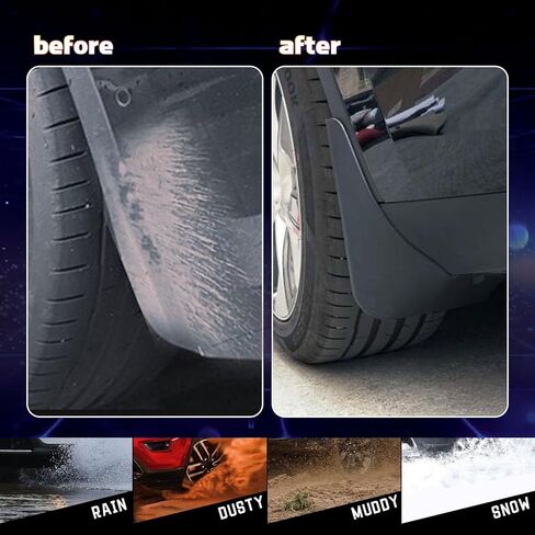 x xotic tech Mud Flaps Splash لـ Tesla Model 3 2016-2023، لا يتطلب الحفر، مع الأجهزة الأمامية/الخلفية سبلاش الطين واقي Fender Flare Dirt Slush Trap Protector - أسود غير لامع in Kuwait