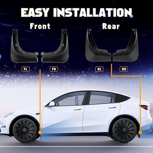 x xotic tech Mud Flaps Splash لـ Tesla Model 3 2016-2023، لا يتطلب الحفر، مع الأجهزة الأمامية/الخلفية سبلاش الطين واقي Fender Flare Dirt Slush Trap Protector - أسود غير لامع in Kuwait