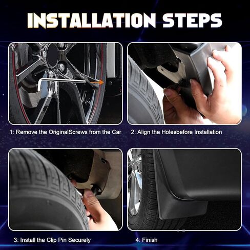 x xotic tech Mud Flaps Splash لـ Tesla Model 3 2016-2023، لا يتطلب الحفر، مع الأجهزة الأمامية/الخلفية سبلاش الطين واقي Fender Flare Dirt Slush Trap Protector - أسود غير لامع in Kuwait