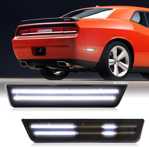 Pink Purple LED Side Marker Lights Compatible With 2008-2014 Dodge Challenger & 2011-2014 Dodge Charger, Rear Bumper Marker Lamp Smoked Lens, 2PCS in Saudi Arabia