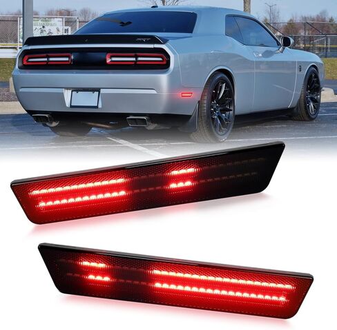 Pink Purple LED Side Marker Lights Compatible With 2008-2014 Dodge Challenger & 2011-2014 Dodge Charger, Rear Bumper Marker Lamp Smoked Lens, 2PCS in Saudi Arabia