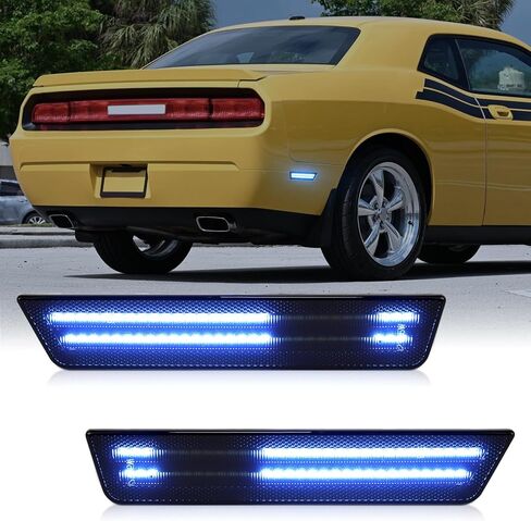 Pink Purple LED Side Marker Lights Compatible With 2008-2014 Dodge Challenger & 2011-2014 Dodge Charger, Rear Bumper Marker Lamp Smoked Lens, 2PCS in Saudi Arabia