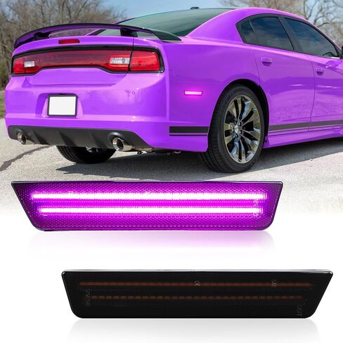 Pink Purple LED Side Marker Lights Compatible With 2008-2014 Dodge Challenger & 2011-2014 Dodge Charger, Rear Bumper Marker Lamp Smoked Lens, 2PCS in Saudi Arabia