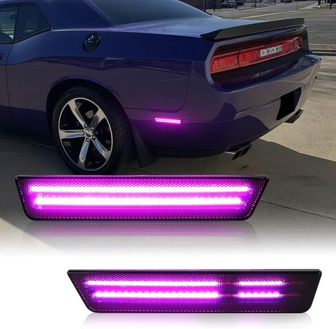 Pink Purple LED Side Marker Lights Compatible With 2008-2014 Dodge Challenger & 2011-2014 Dodge Charger, Rear Bumper Marker Lamp Smoked Lens, 2PCS in Saudi Arabia