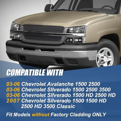 مجموعة المصابيح الأمامية من نوع Auto Dynasty متوافقة مع 2003-2007 Chevy Avalanche Silverado 1500 2500 HD 3500، 4 قطع استبدال المصابيح الأمامية الهالوجين مع مصابيح ممتصة للصدمات، غير تكسية OE، زاوية شفافة للإسكان الأسود in Kuwait