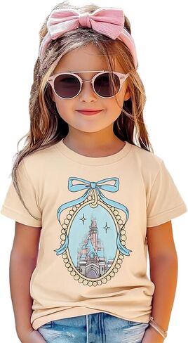 Magic Kingdom Castle Shirt for Toddler Girls Coquette Bow Graphic Cute T-Shirt Kids Holiday Vacation Summer Tee Top in Saudi Arabia
