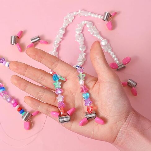Spring Bead Clamp for Jewelry Making, Soft Flex Stopper Beads with Handles to Prevent Bead from Falling, Jewelry Clamps Essential Supplies for DIY Bracelets Necklaces Earrings ﻿ (Pink,10Pcs) in Kuwait