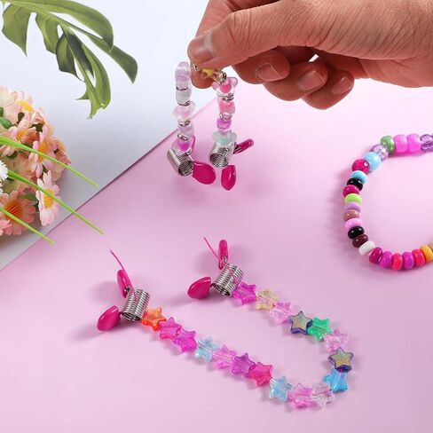 Spring Bead Clamp for Jewelry Making, Soft Flex Stopper Beads with Handles to Prevent Bead from Falling, Jewelry Clamps Essential Supplies for DIY Bracelets Necklaces Earrings ﻿ (Pink,10Pcs) in Kuwait