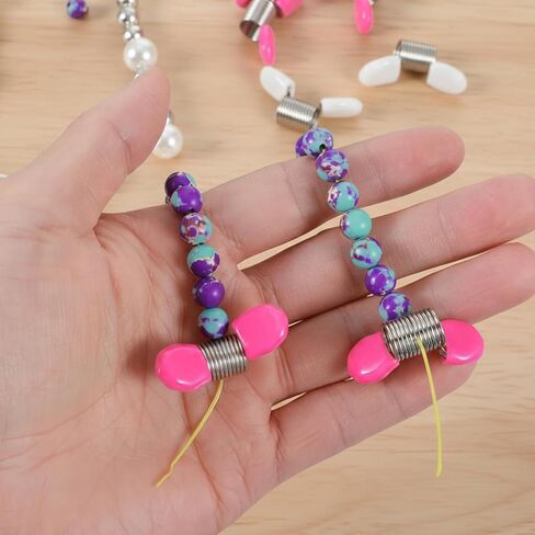 Spring Bead Clamp for Jewelry Making, Soft Flex Stopper Beads with Handles to Prevent Bead from Falling, Jewelry Clamps Essential Supplies for DIY Bracelets Necklaces Earrings ﻿ (Pink,10Pcs) in Kuwait