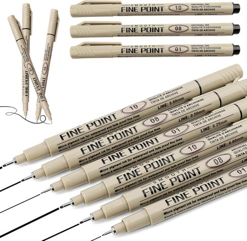 6 PCS Black Fineliner Pens - 0.25 0.5 0.6mm Quick Dry Ultra Fine Liner Pens - No Bleed Smooth Waterproof Bible Note Pen Drawing Pens for Drawing, Sketching, Illustration, Manga, Journaling, Study in Saudi Arabia