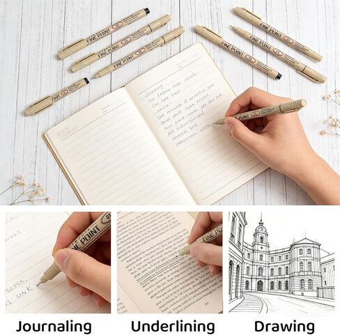 6 PCS Black Fineliner Pens - 0.25 0.5 0.6mm Quick Dry Ultra Fine Liner Pens - No Bleed Smooth Waterproof Bible Note Pen Drawing Pens for Drawing, Sketching, Illustration, Manga, Journaling, Study in Saudi Arabia