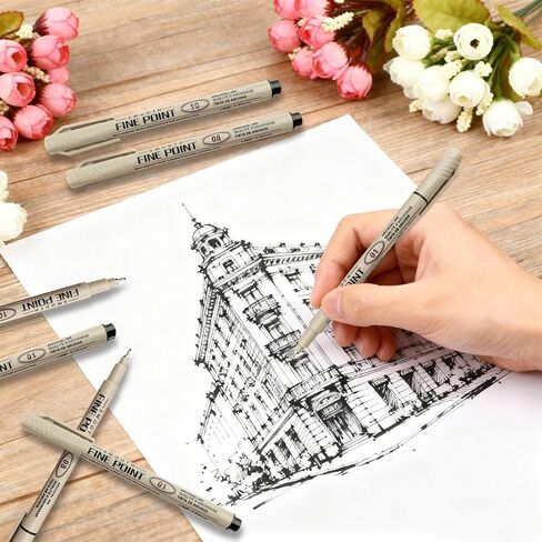 6 PCS Black Fineliner Pens - 0.25 0.5 0.6mm Quick Dry Ultra Fine Liner Pens - No Bleed Smooth Waterproof Bible Note Pen Drawing Pens for Drawing, Sketching, Illustration, Manga, Journaling, Study in Saudi Arabia
