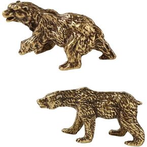 2pcs Solid Brass Polar Bear and Brown Bear Desktop Ornaments, Antique Bronze Finish in Kuwait