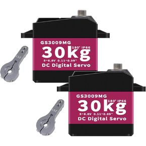 GOTECK 2Pcs 30KG Digital Servo,Large Torque 6V Full Metal Gear Digital servos IP66 Waterproof Steering Servo with 25T Servo Horn for 1/8 1/10 1/12 Scale Baja RC Car (2Pcs 180 Degree) in Saudi Arabia