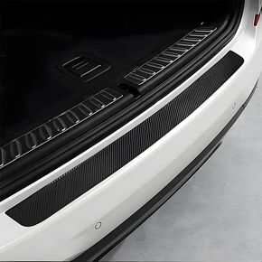 Rear Bumper Guard Protector for Audi Q7 4M 2018-2022 2023, Carbon Fiber Leather Anti-Scratch Strip Door Trunk Door Sill Cover Scuff Plate Strip,L in Saudi Arabia