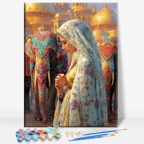 Aeontinity Krishna India Framed Canvas DIY Paint by Numbers Kit Bar Cafe Cave Home Room Wall Bathroom Porch Patio Decor Gift, 16 x 12 Inch in Saudi Arabia