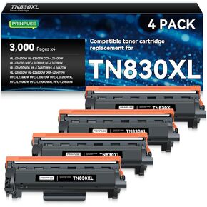 خرطوشة حبر TN830XL ​​830XL ​​بديلة متوافقة مع خرطوشة حبر Brother TN830 TN830XL ​​تعمل مع طابعة Brother HL-L2405W HL-L2460DW DCP-L2640DW MFC-L2820DW MFC-L2900DW، 4 أسود in Kuwait