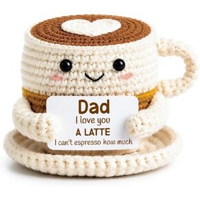 Father’s Day Funny Gift for Dad from Daughter Son – I Love You A Latte Positive Coffee Cup Crochet Gift for Coffee Lovers –Sentimental Birthday Present for Father Grandpa in Saudi Arabia