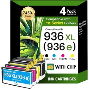 936XL 9125e 936 Ink Cartridges Combo Pack: Replacement for HP 936e 936 Ink Cartridges for HP Printers OfficeJet Pro 9120e 9125e 9730e 9135e 9130e 9130 9130b 9128e 9122e 9110b 9120b Series in Saudi Arabia