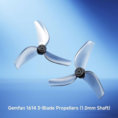 BETAFPV 12 قطعة Gemfan 1614 مراوح ثلاثية الشفرات مع عمود 1.0 مم متوافق مع محركات سلسلة 0802 بدون فرش، من أجل DIY 1S 75 مم FPV Racing Freestyle Tiny Whoop Drone Quad مثل Air75 II - رمادي شفاف in Kuwait