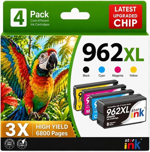 استبدال Starink 962XL لحزمة التحرير والسرد لخراطيش الحبر HP 962XL HP962XL HP962 تعمل مع HP OfficeJet Pro 9015 9010 9018 9020 9025 استبدال الطابعات HP 962 HP962XL HP962 مع أحدث شريحة، 4 عبوات in Kuwait