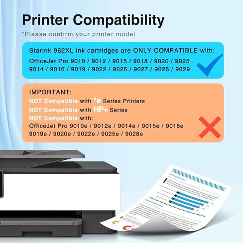 استبدال Starink 962XL لحزمة التحرير والسرد لخراطيش الحبر HP 962XL HP962XL HP962 تعمل مع HP OfficeJet Pro 9015 9010 9018 9020 9025 استبدال الطابعات HP 962 HP962XL HP962 مع أحدث شريحة، 4 عبوات in Kuwait